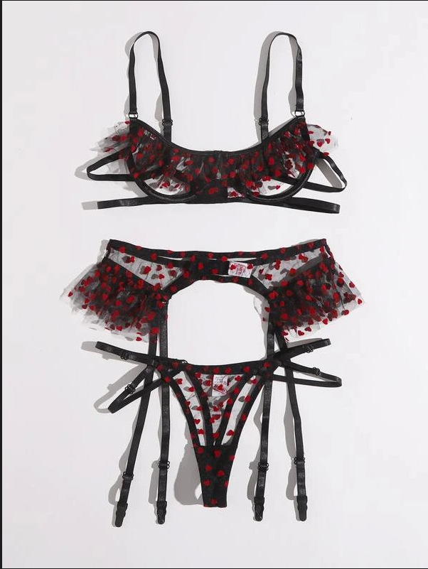 Title 4, Sexy Lingerie Sexy Love Polka Dot Ruffled See-t...