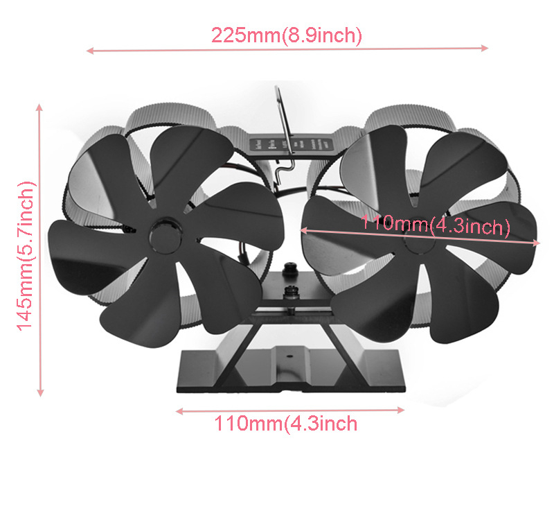 Title 2, Thermal Power Fireplace Fan Desktop Double Head...