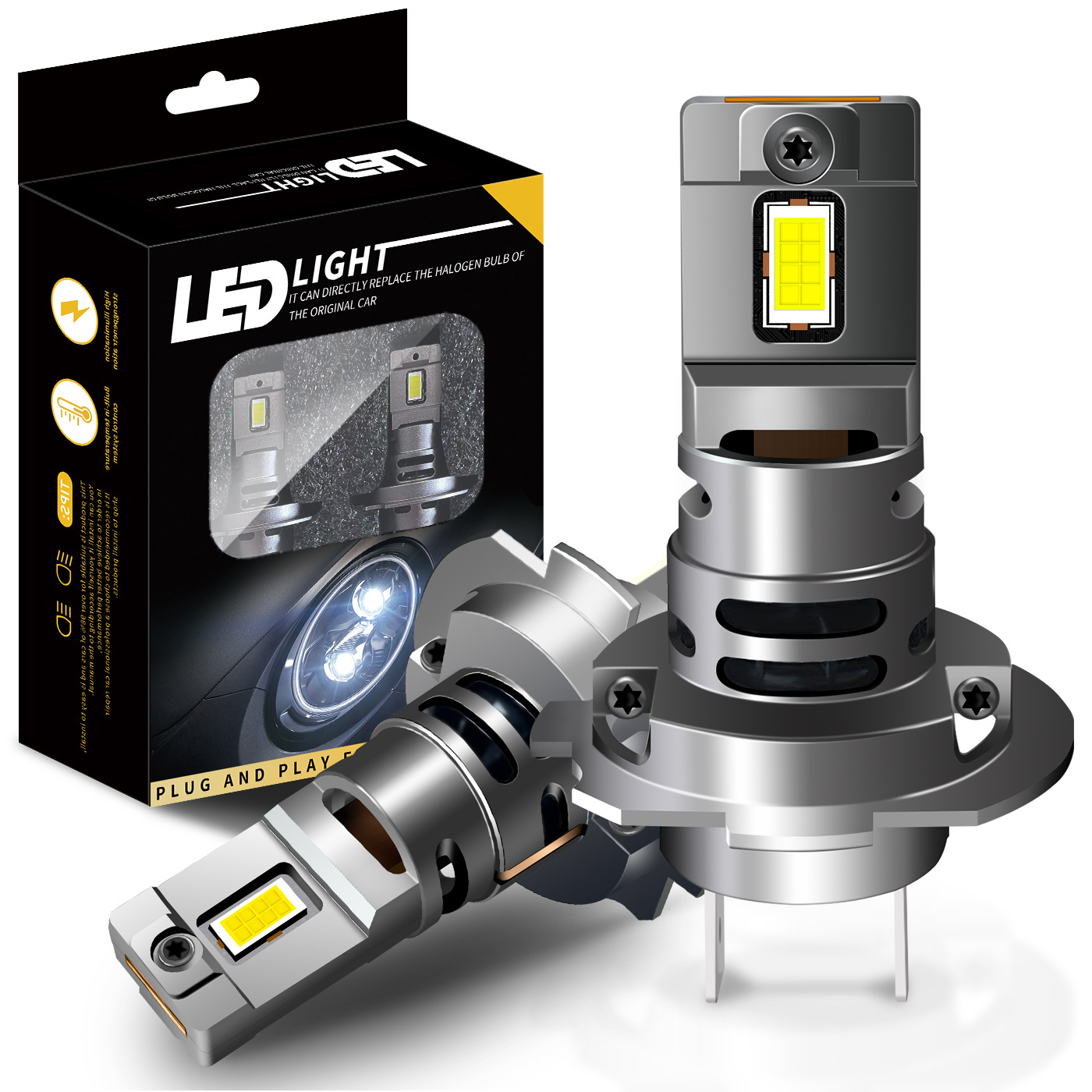 Title 5, Farol LED H7 Plug Direto com Fin Fan, 16 núcleo...