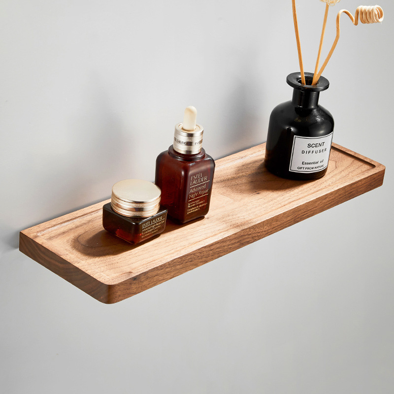 Title 2, Punch-free Walnut Storage Rack Wall-mounted Sto...