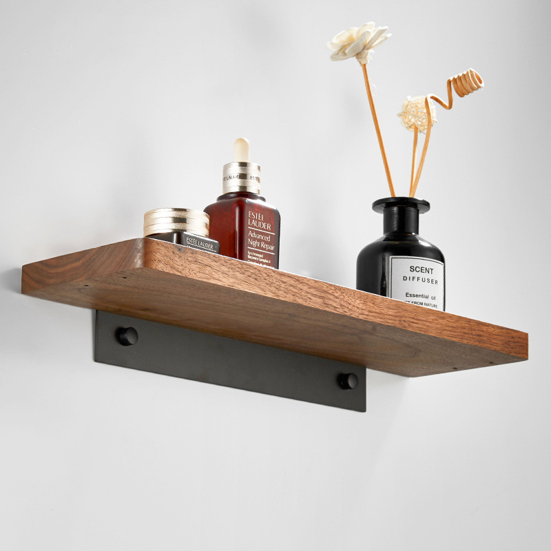 Title 3, Punch-free Walnut Storage Rack Wall-mounted Sto...