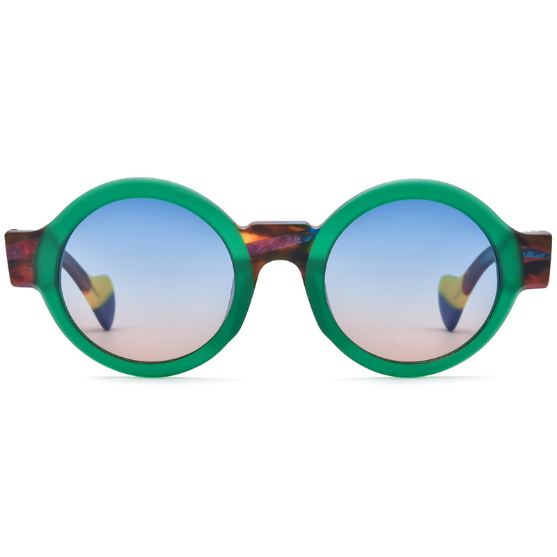Unisex Color Matching Frosted Plate Round Sunglasses