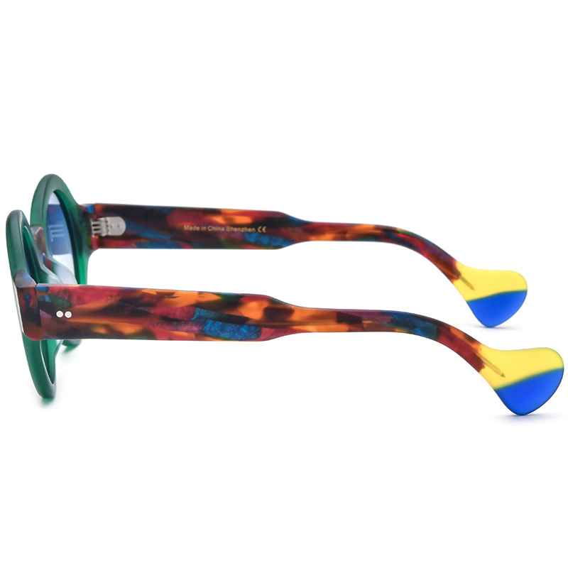 Unisex Color Matching Frosted Plate Round Sunglasses