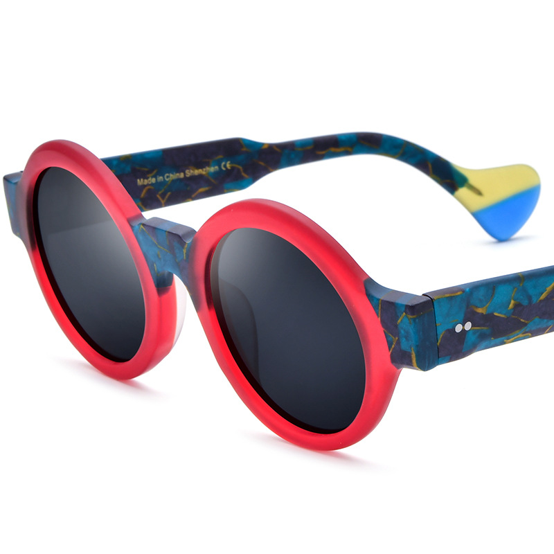 Unisex Color Matching Frosted Plate Round Sunglasses