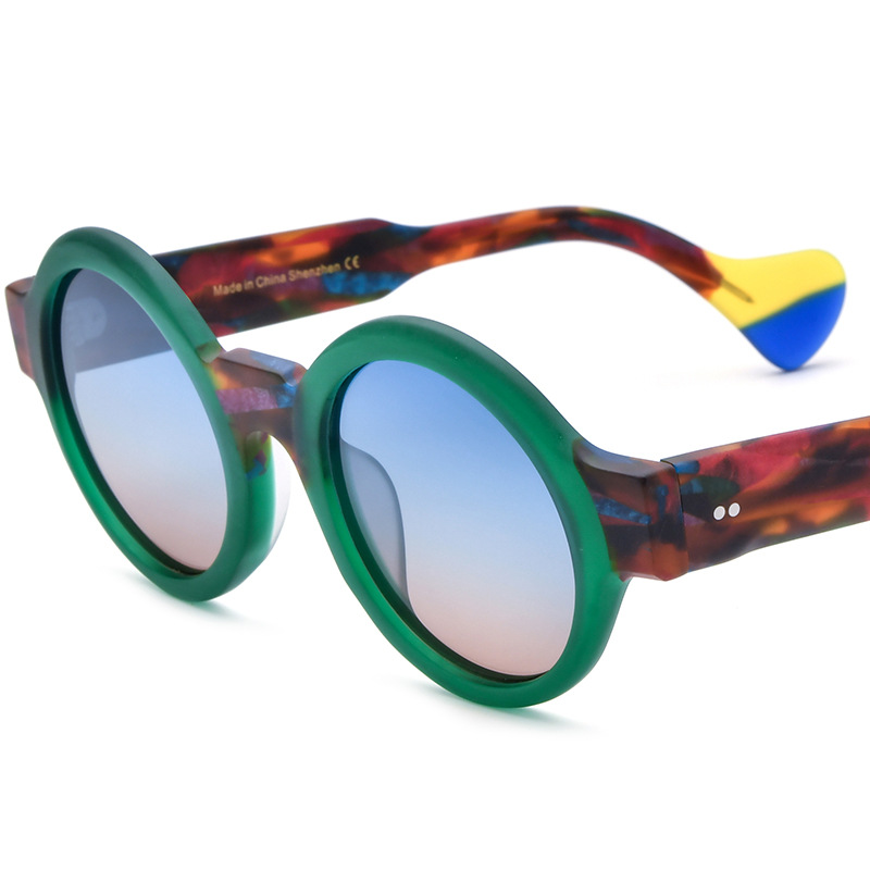 Unisex Color Matching Frosted Plate Round Sunglasses