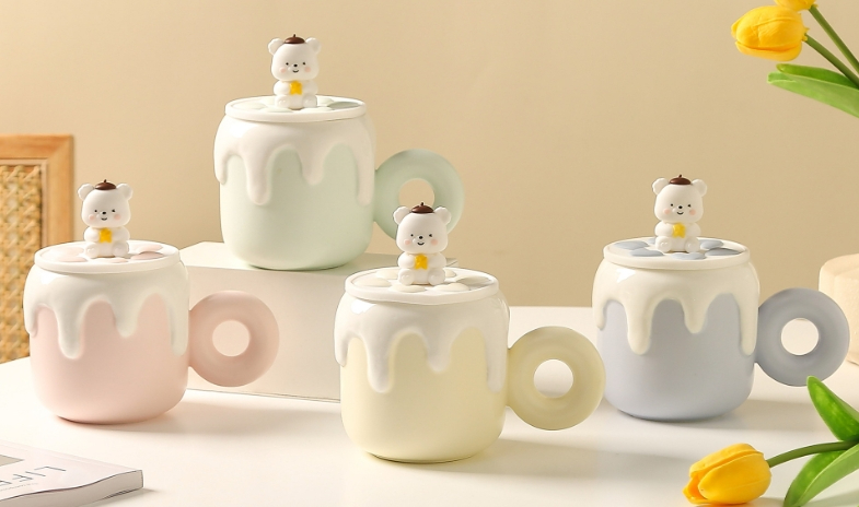 Title 2, Little Bear Ceramic Cup With Lid Large Capacity...