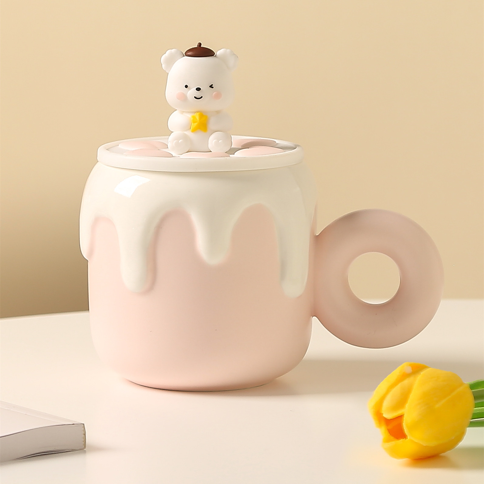 Title 4, Little Bear Ceramic Cup With Lid Large Capacity...