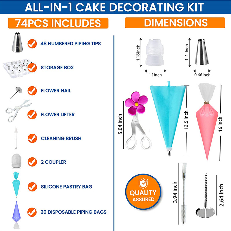 Title 6, 74-piece Set Pastry Tube Pattern Decorating Tool