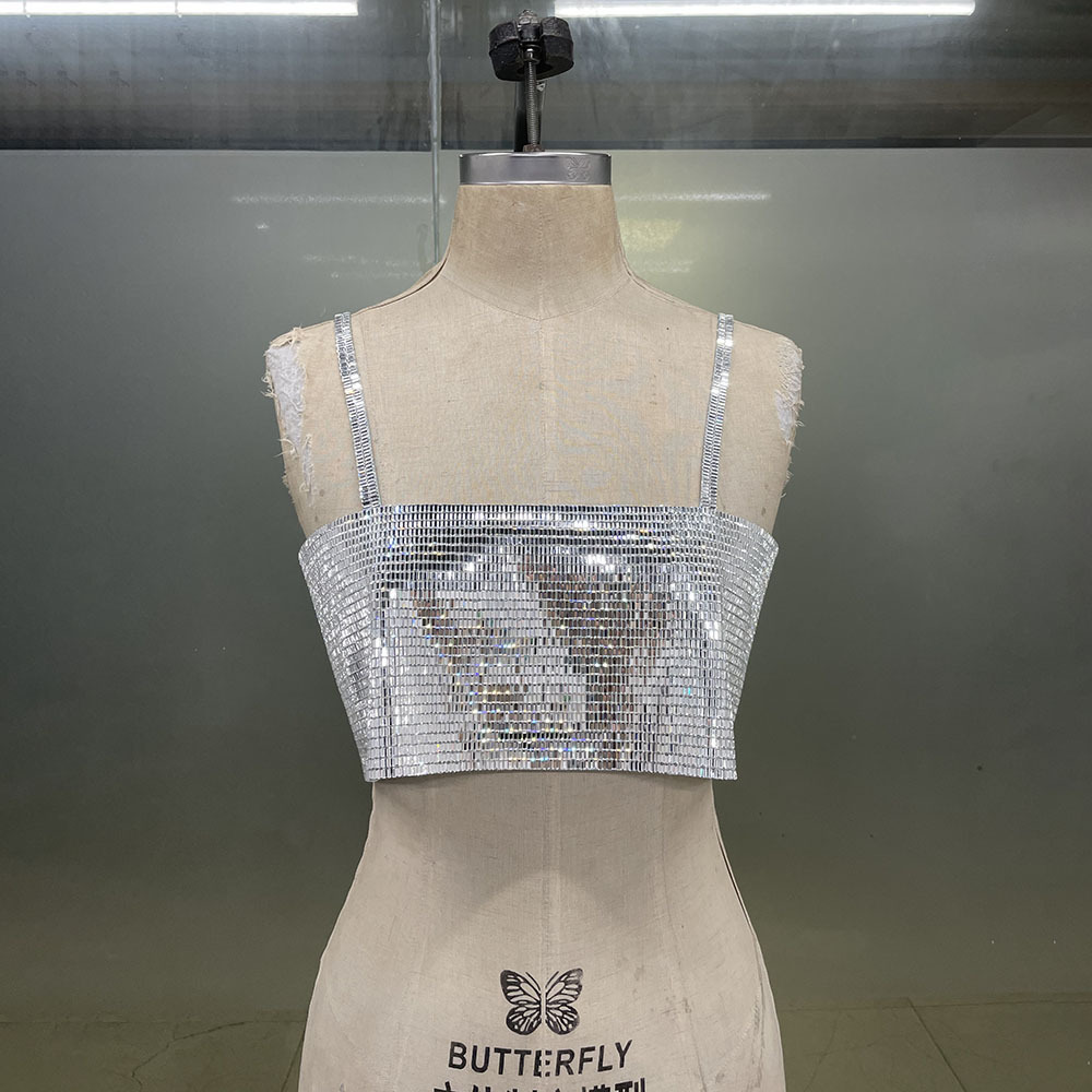 Fashion Shiny Crystal Silver Rhinestone Adjustable Ultra-short Sling