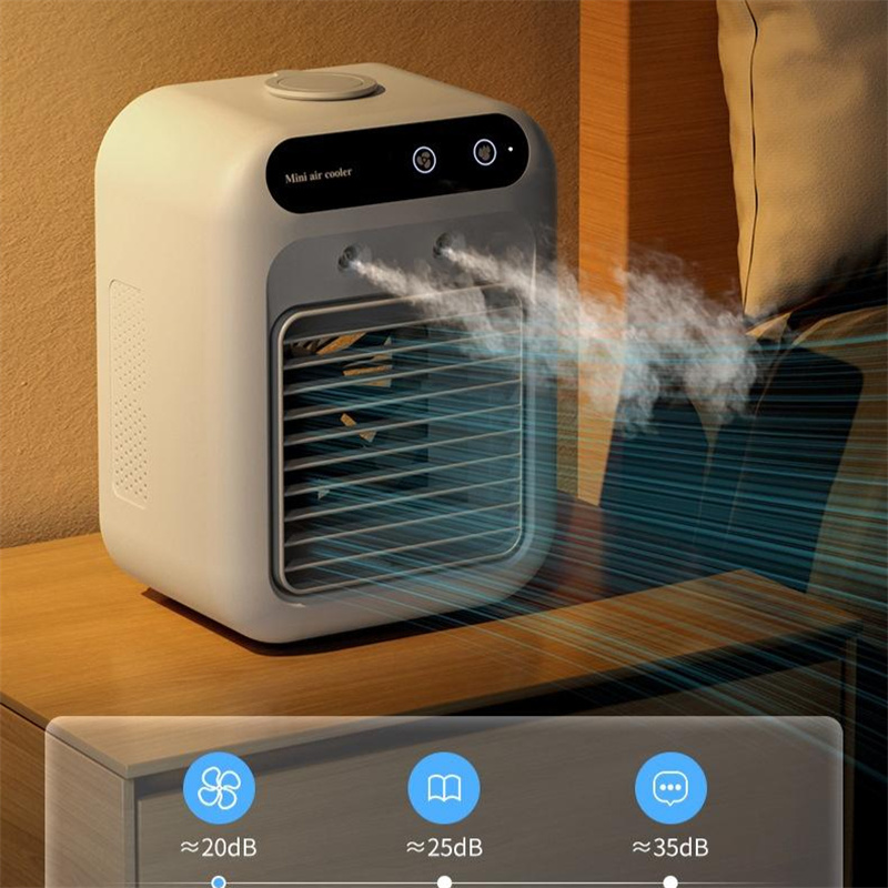 "Portable air cooler fan, water cooling fan for rooms, offices, and cars; rechargeable air cooler cooling fan."