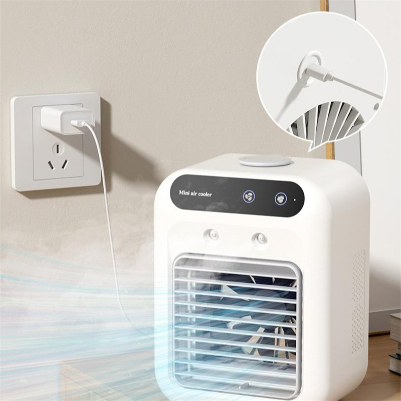 "Portable air cooler fan, water cooling fan for rooms, offices, and cars; rechargeable air cooler cooling fan."