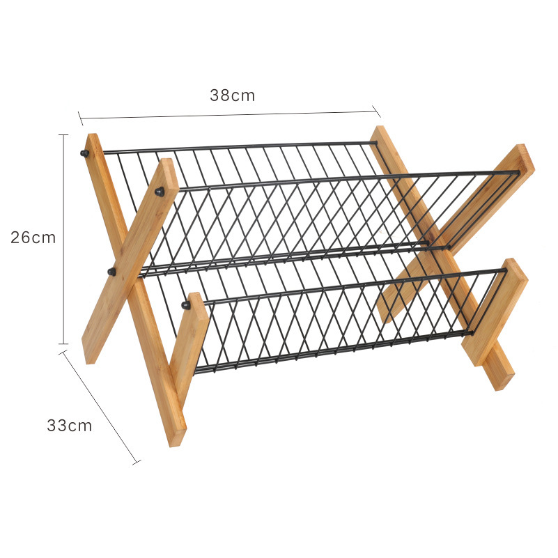 Title 1, Kitchen Bamboo Folding Dishes Draining Storage ...