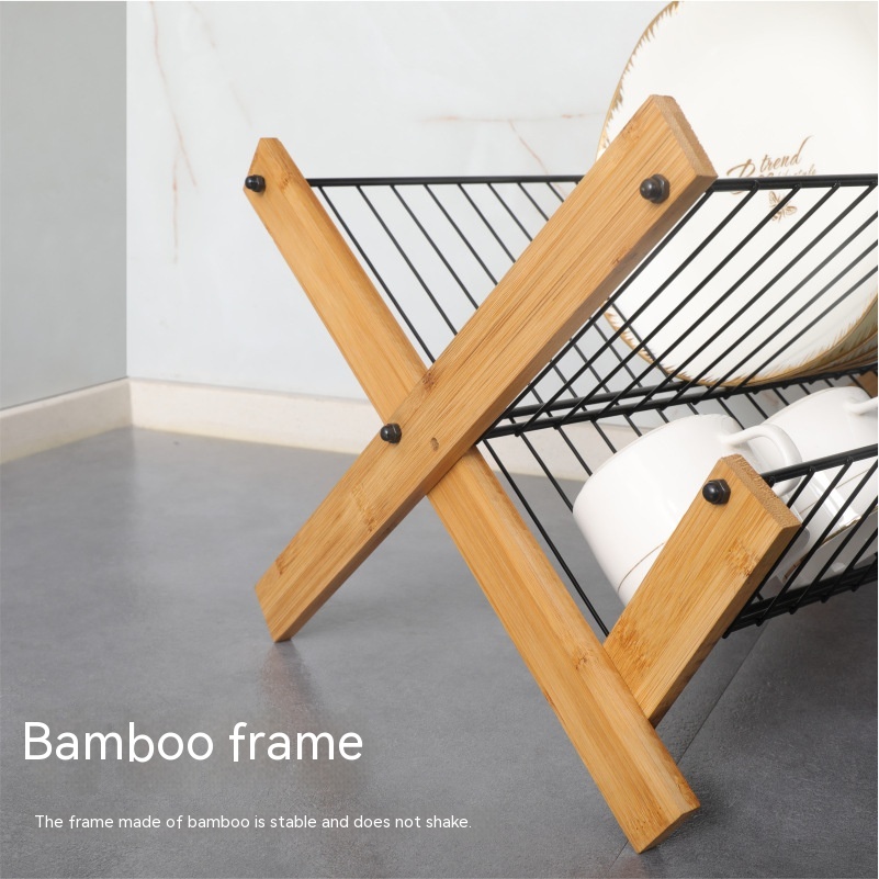 Title 4, Kitchen Bamboo Folding Dishes Draining Storage ...