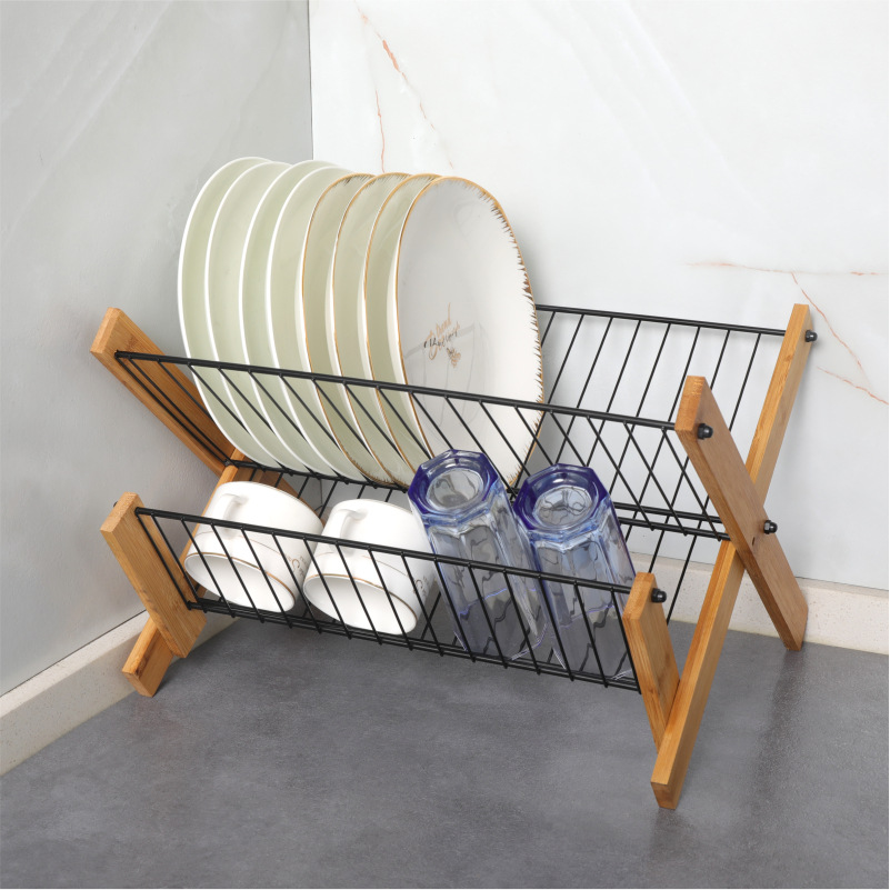 Title 5, Kitchen Bamboo Folding Dishes Draining Storage ...