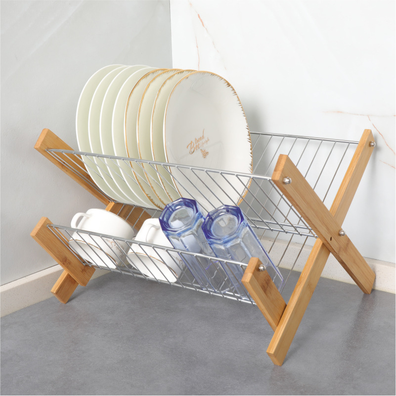 Title 7, Kitchen Bamboo Folding Dishes Draining Storage ...