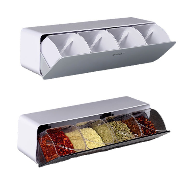 Title 1, Home Wall Mount Kitchen Spice Box Four-grid Com...