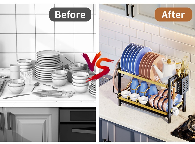 Double-layer Tableware Storage Rack Tableware Drainer Sink Sink