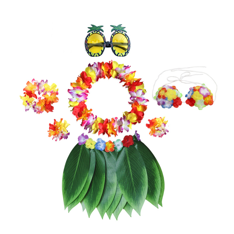 Party Hawaii Simulated Leaves Skirt Suit Dress Up Clothes