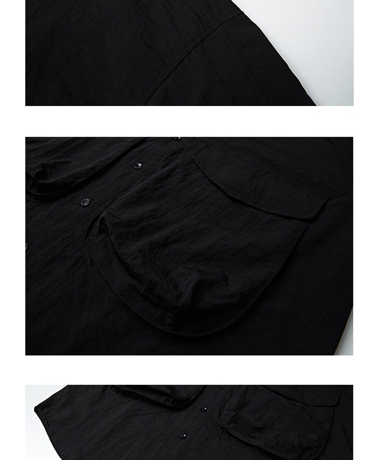 Spring New Solid Color Waterproof Large Pocket Shirt