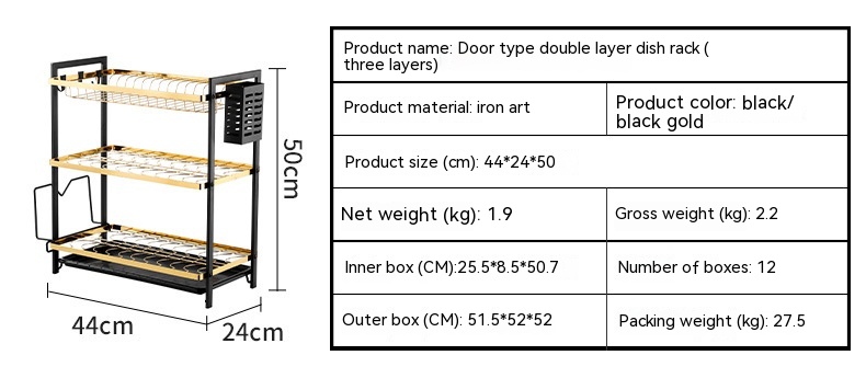 Title 4, Double-layer Tableware Storage Rack Tableware D...