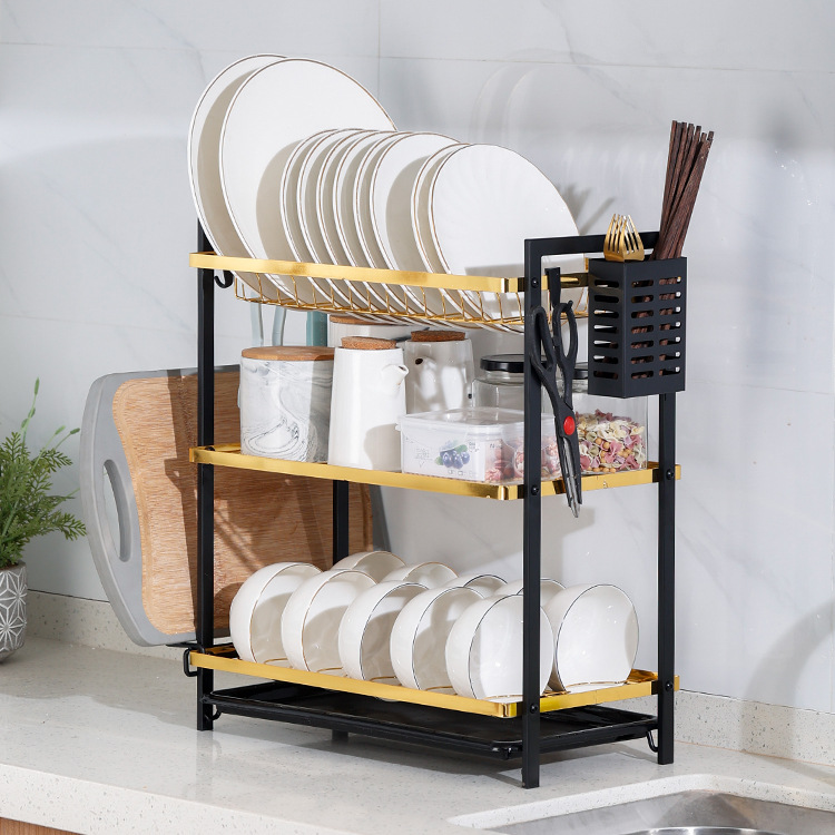 Title 7, Double-layer Tableware Storage Rack Tableware D...