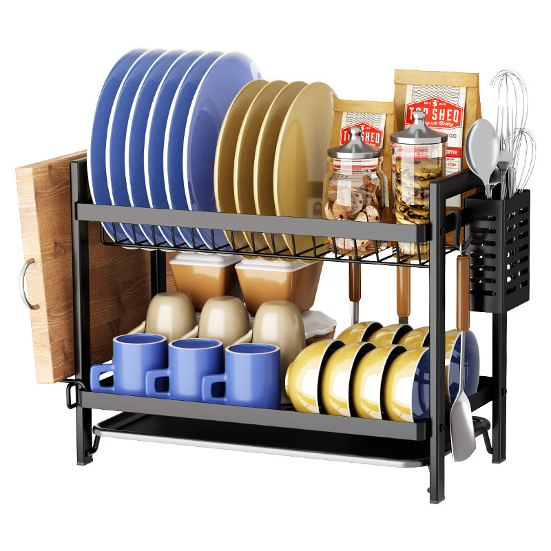 Title 9, Double-layer Tableware Storage Rack Tableware D...