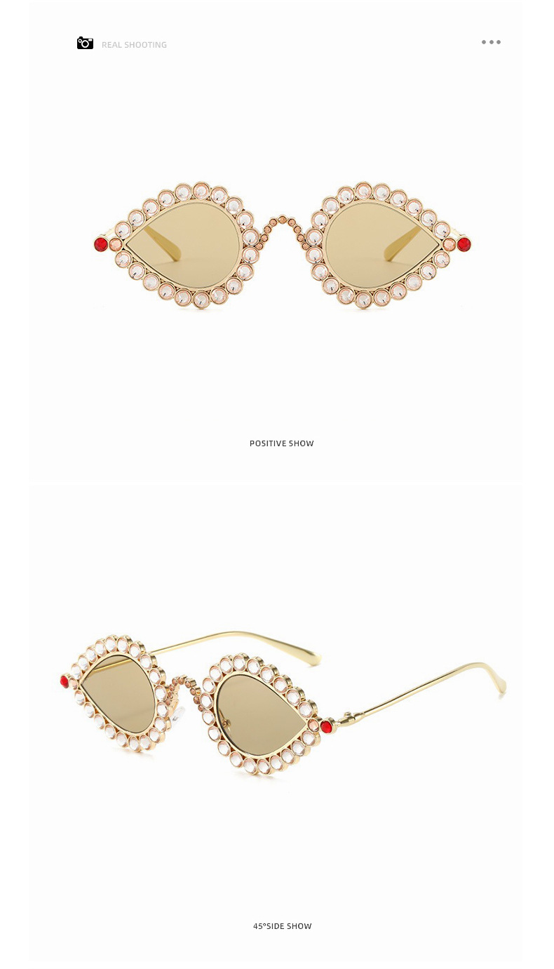 Title 1, Fashion Metal Small Frame Diamond Sun Glasses