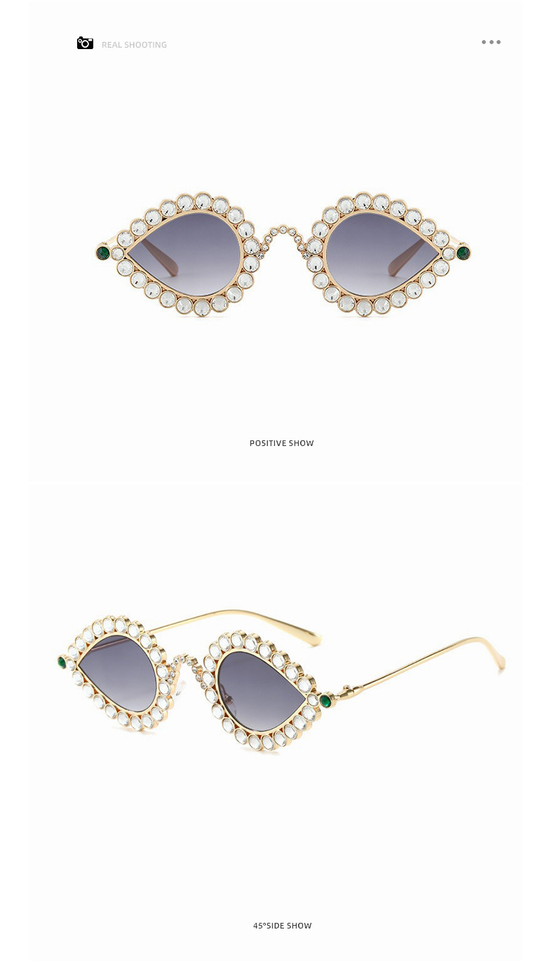 Title 3, Fashion Metal Small Frame Diamond Sun Glasses