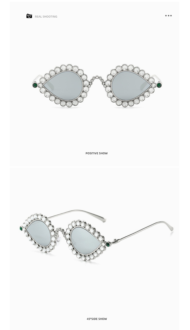 Title 5, Fashion Metal Small Frame Diamond Sun Glasses