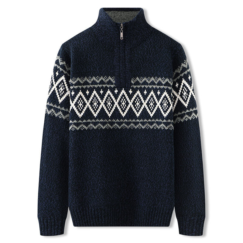 Title 3, Half high neck zipper thick wool sweater men