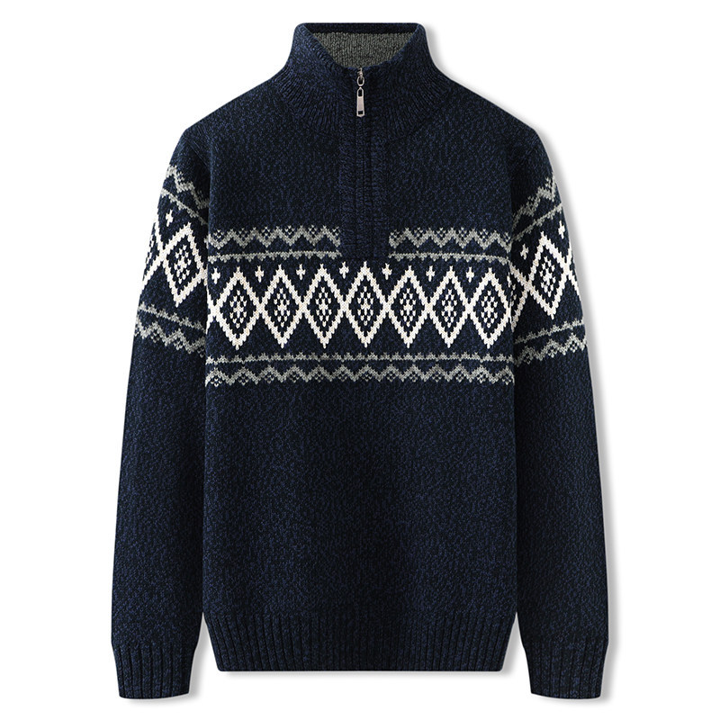 Title 7, Half high neck zipper thick wool sweater men