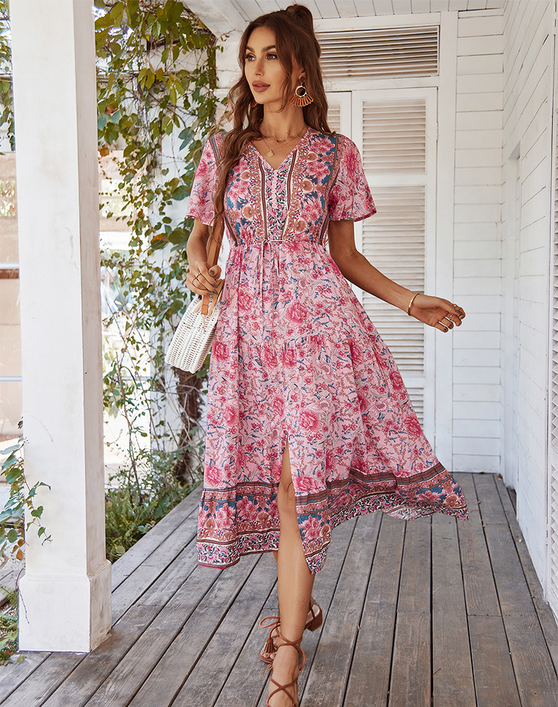 Boho Midi Slit Dress