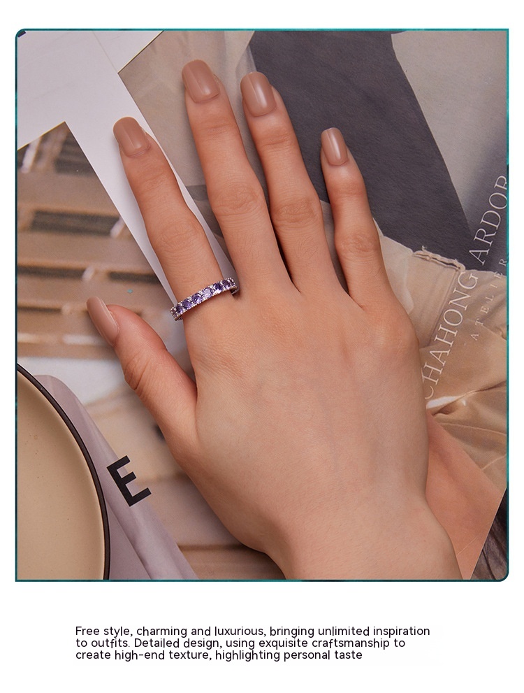Geometric Sterling Silver S925 Refined Zircon Ring