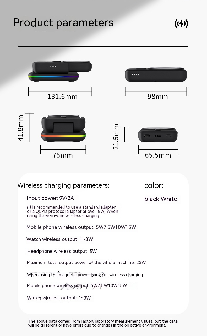 Magnetic Three-in-one Wireless Charger Electrical Magnetic Power Bank 5000 MA Magnetic Wireless Charger 10