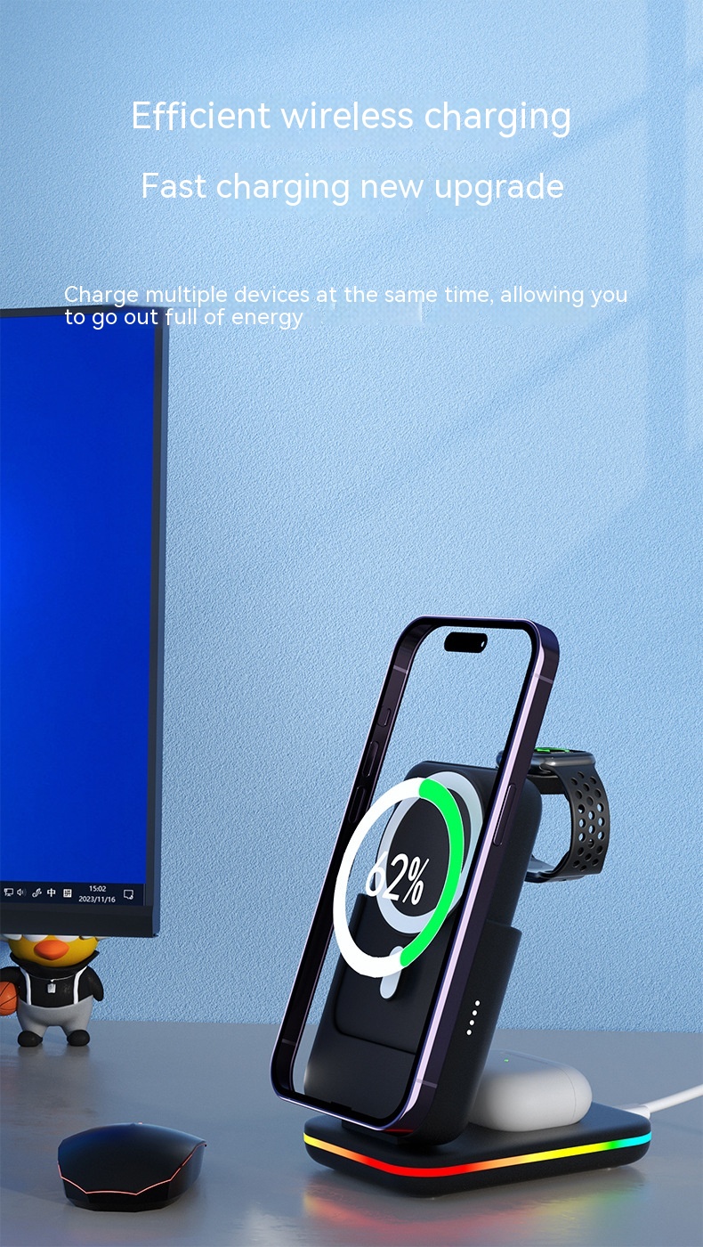 Magnetic Three-in-one Wireless Charger Electrical Magnetic Power Bank 5000 MA Magnetic Wireless Charger 14