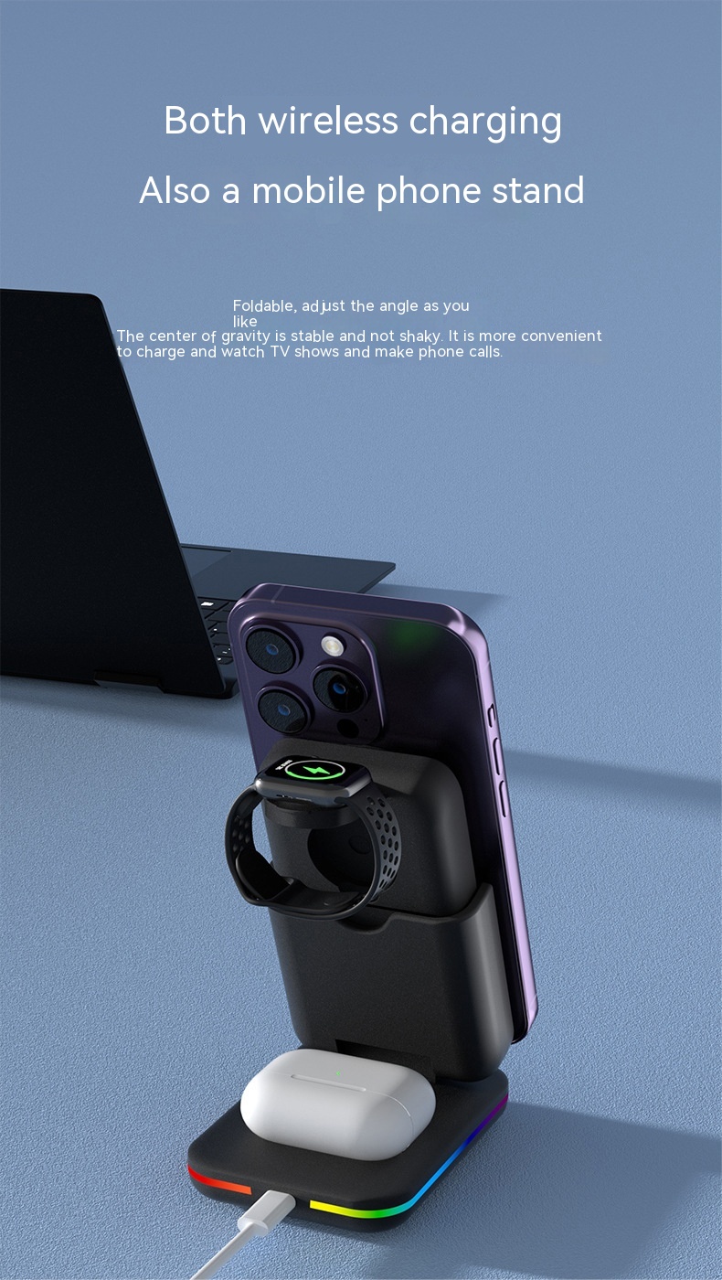 Magnetic Three-in-one Wireless Charger Electrical Magnetic Power Bank 5000 MA Magnetic Wireless Charger 15