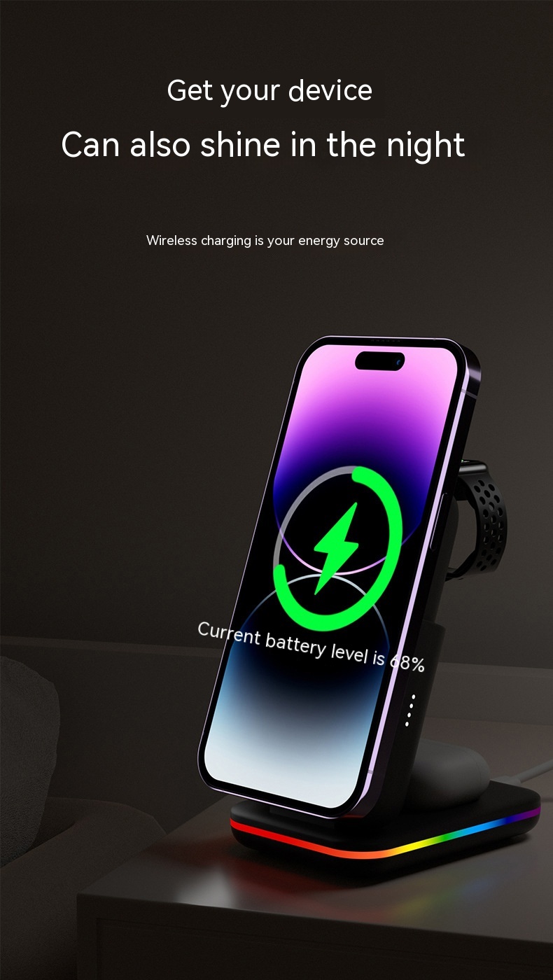 Magnetic Three-in-one Wireless Charger Electrical Magnetic Power Bank 5000 MA Magnetic Wireless Charger 19