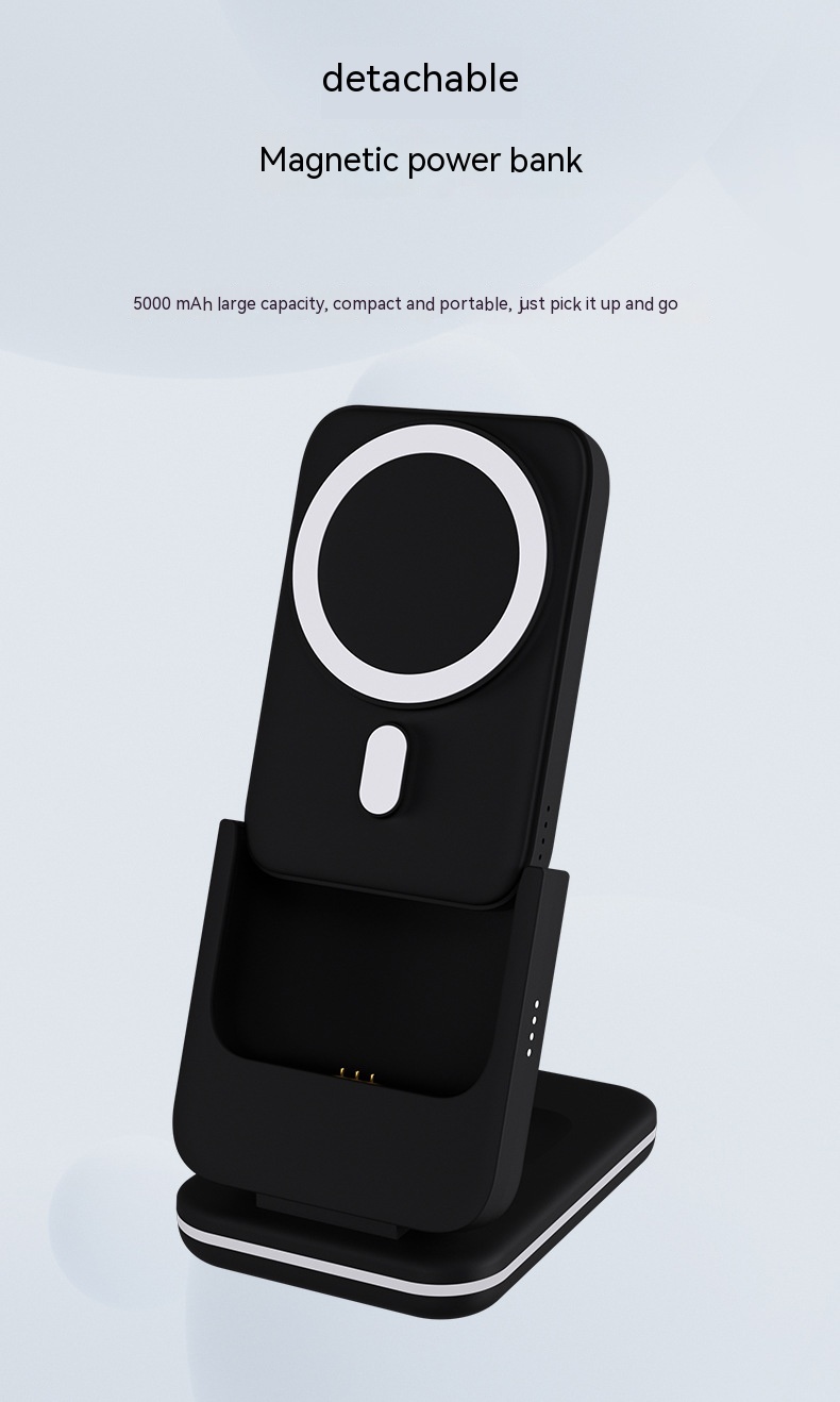 Magnetic Three-in-one Wireless Charger Electrical Magnetic Power Bank 5000 MA Magnetic Wireless Charger 24