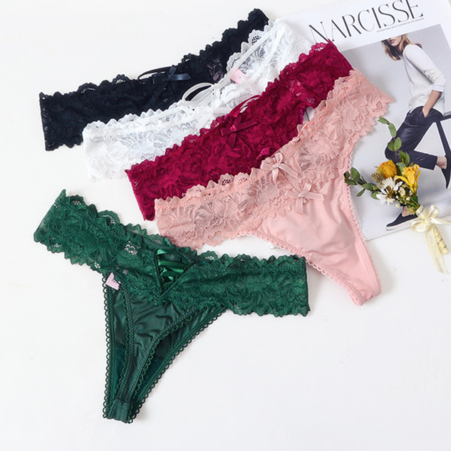 Title 4, Sexy Ice Silk Lace Solid Color Panties. Experie...