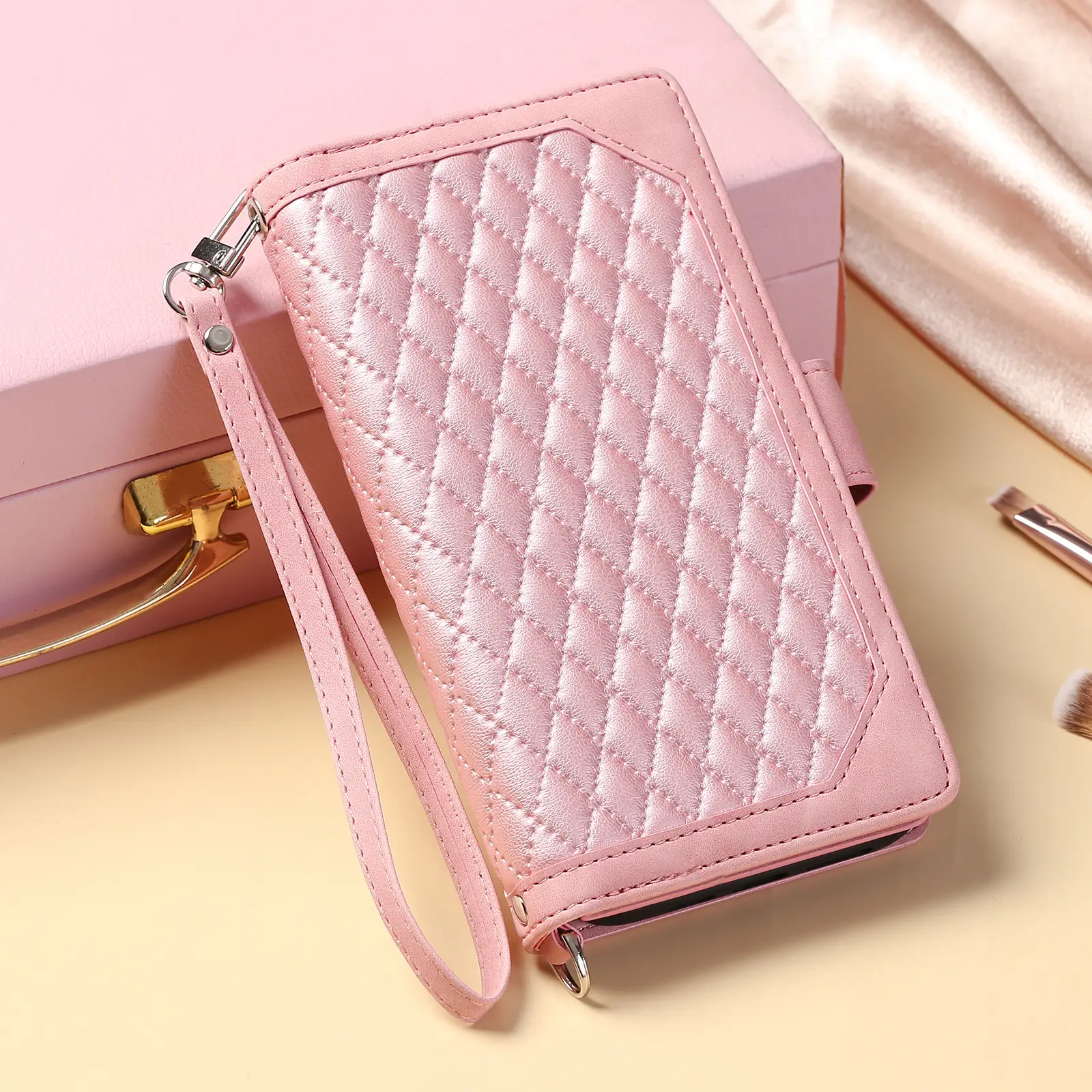 Crossbody Plaid Multi-functional Zipper Bag Mobile Phone Case
