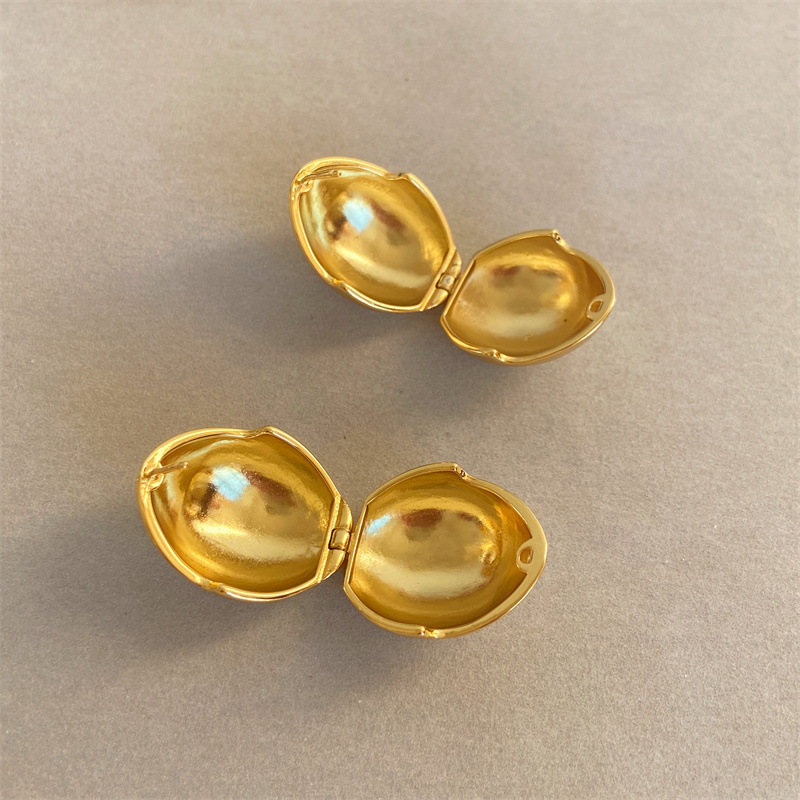 Copper Plating 18K Real Gold Egg Shell Earrings