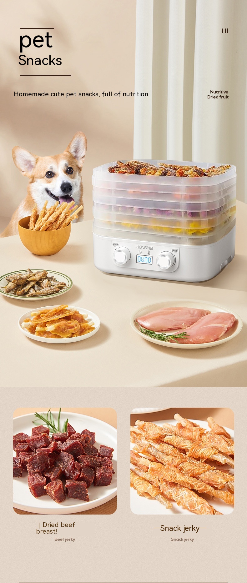 Title 2, Fruit Dehydrator Household Food Snacks Drying A...