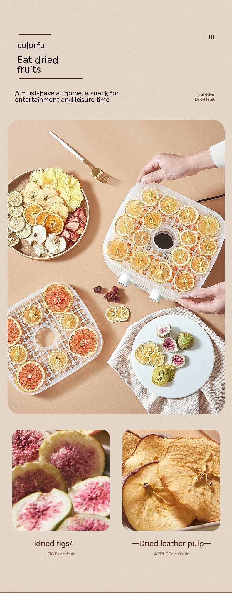 Title 4, Fruit Dehydrator Household Food Snacks Drying A...