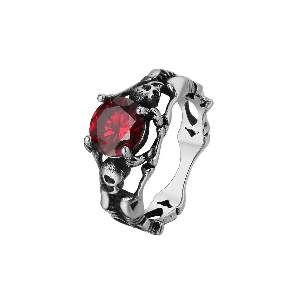 Personality Retro Skull Gem Men's Titanium Steel Ring