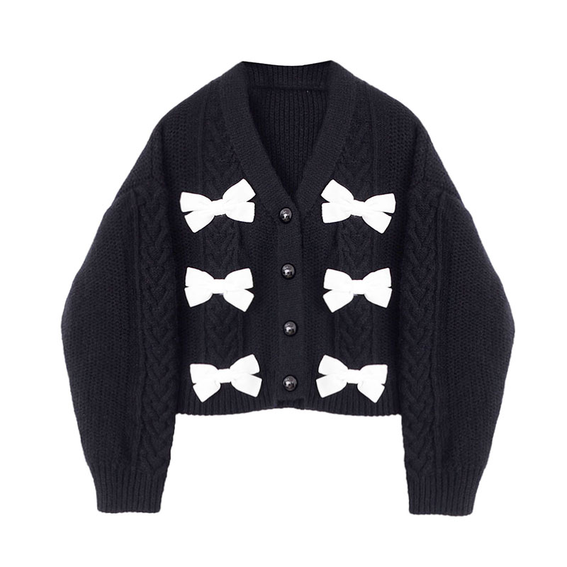 Title 3, Pequeno Design Sense Bowknot Cardigan Mulheres ...