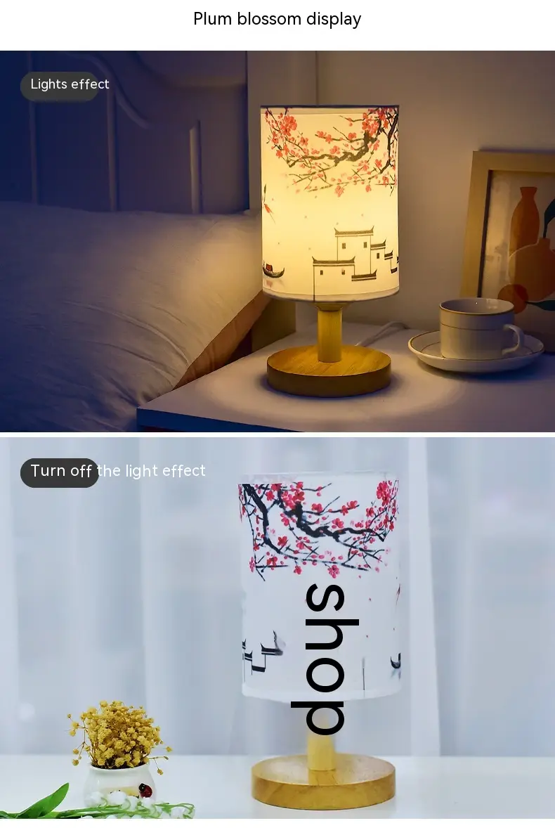 Cozy Table Lamp Bedroom Bedside Chinese Style Literary Decoration B & B Led Night Simple