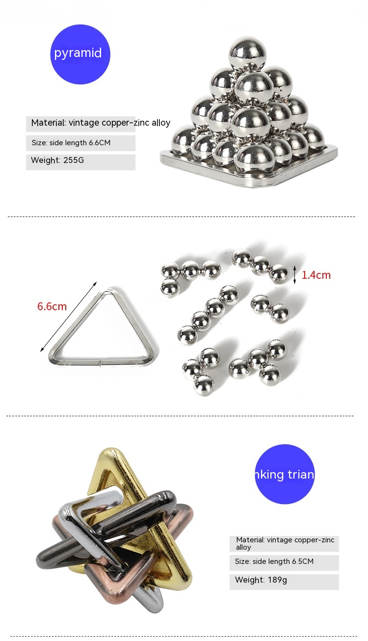 Zinc Alloy Intellectual Looping-off Unlock Suit Chinese String Puzzle Intelligence Knot Burr Puzzle Gold