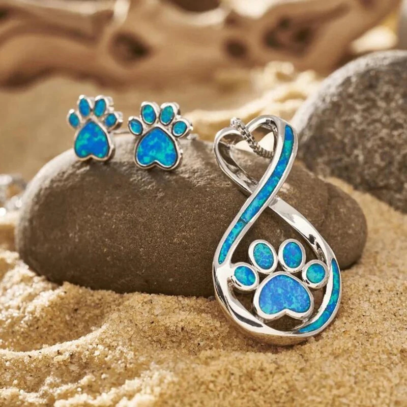 Personalized Footprints Alloy Pendant Necklace Earrings
