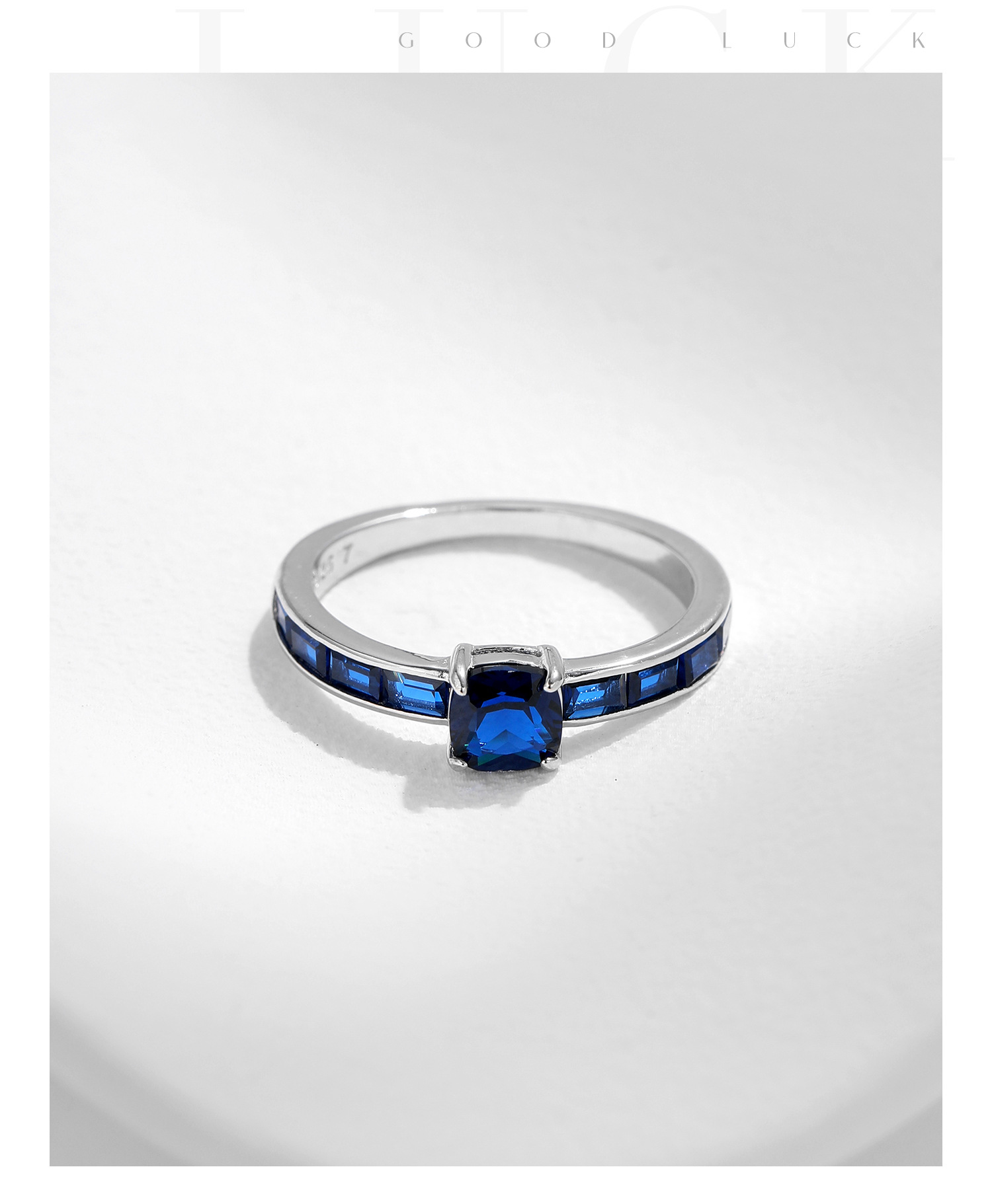 Women's S925 Sterling Silver French Retro Sapphire Ring