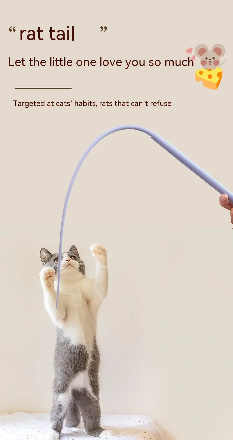 Silicone Cat Playing Rod Simulation Mouse Catching Can Be Replaced